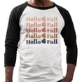 thumbnail image 2 of Hello Fall Three-Quarter Raglan Sleeve Baseball Shirt Unisex Small White/Black, 2 of 5