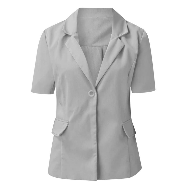 Sawmew Dames Elegante Blazer Met Korte Mouwen Effen Kleur Slim Fit