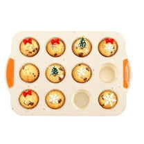 YUOFD Silicone Muffin Pan, 12-Cup Nonstick Mini Cupcake Baking Pan with Handles, Dishwasher Safe