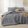 thumbnail image 2 of Bed in a Bag Queen - 7 Pieces Plaid Seersucker Bedding Comforter Sets, Soft Lightweight Grey Boho Bed Set with Comforters Queen Size, Sheets, Pillowcases & Shams, 2 of 8