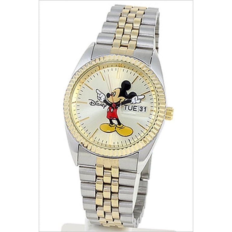 Disney Mickey Mouse Gold and Silver Watch Disney Mickey or Minnie Glitter Dial Bracelet Watch | HSN main image 4