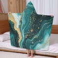 thumbnail image 5 of Teal Gold Marble Pattern Hooded Bath Towel，60"x35" for Ages 3 To 12 Kids, Quick Dry Lightweight Soft Microfiber Hood Beach Towel Cover Up for Kids, 5 of 7