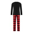 thumbnail image 4 of Pijamas navideños familiares a juego, camisetas de manga larga con estampado de árbol de Navidad y luces de guirnalda + pantalones/monos a cuadros con cintura elástica., 4 of 8