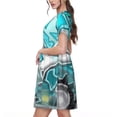 thumbnail image 4 of Lsque Geometry Dash Print Women's Casual Dress T-Shirt Summer Short Sleeve Scoop Neck Swing Dresses, 4 of 7