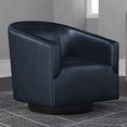 thumbnail image 2 of Comfort Pointe Gaven Midnight Blue Faux Leather Wood Base Swivel Chair, 2 of 2