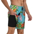thumbnail image 3 of Gaeub Tropical Jungle Flamingo Mens Swim Trunks Stretch Beach Shorts Quick Dry for Men Swim Shorts Swimwear with Pockets- X-Large, 3 of 9
