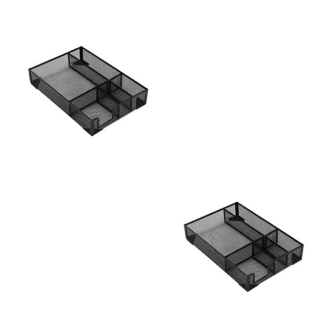 Bearachild Bandeja De Metal Con Rejilla Para Un Almacenamiento De Papelería Elegante Y Ordenado Reforzado Y Antideslizante A5 negro A5 negro 2piezas