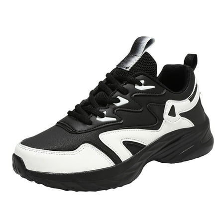 ZIZOCWA Women Work Sneakers Thick Soled Casual Walking Shoes Fashionable Leather Dad Shoes Simple Sports Shoes Mesh Sneakers Women White Size39