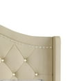 thumbnail image 4 of Home Design Bruce King Tufted Upholstered Platform Bed Frame with Wingback Headboard and Nailhead Trim, Beige, Easy Assembly, 4 of 5