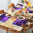 thumbnail image 5 of Scary Night Full Moon Castle Pumpkin Halloween Table Mats Set of 4 12x18in Inch Seasonal Fall Holiday Table Mat Washable Anti-Skid Outdoor Indoor Table Mats for Halloween Dining Table Accessories, 5 of 7