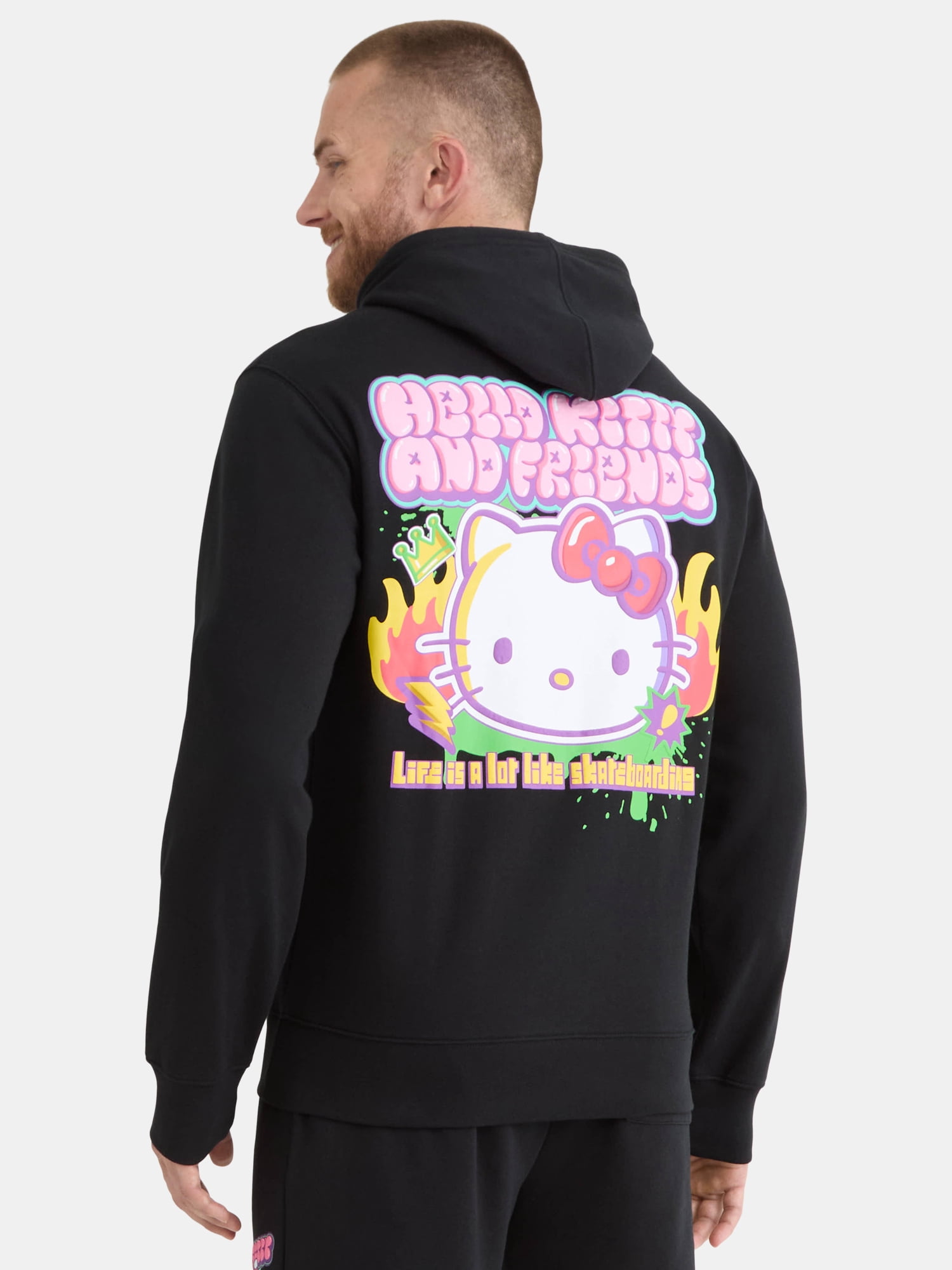 Hello Kitty and Friends Men's and Big Men's Front Back Graphic Hoodie, Sizes XS-3XL