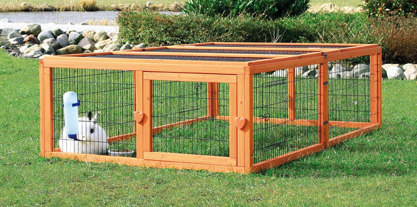 TRIXIE Weatherproof Outdoor Large Small Animal Cage and Run Extension w-Hinged Roof, Brown