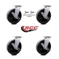 thumbnail image 2 of 8 Inch Glass Filled Nylon Caster Set with Roller Bearings 4 Brake 2 Swivel Lock, 2 of 2