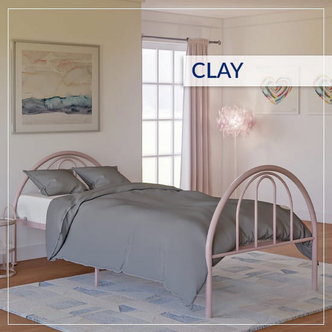 BK Furniture Brooklyn Classic Metal Bed, Twin, Clay