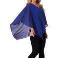 thumbnail image 4 of INSPIRE CHIC Women's Flowy Top V Neck Lightweight Chiffon Blouses Dressy Asymmetrical Shirt Double Layered Summer Top S Royal Blue, 4 of 6