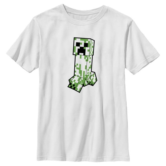Boy's Minecraft Creeper Creepin'  Graphic Tee White X Small