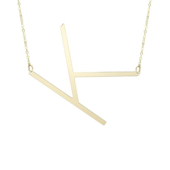 14k Yellow Gold Initial Letter K Pendant Necklace, 18"