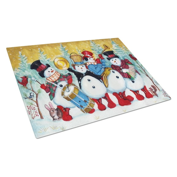 Carolines Treasures PJH3002LCB Snowmen Strike up the Band Glass Cutting Board Large, 12H x 16W, multicolor