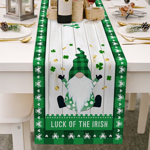 St.Patrick‘s Day Table Runner 70 Inches Long  Vintage Truck St.Patrick‘s Day Cotton Linen Spring Table Cloth Runners for Wedding Party Dinning Coffee Holiday  Farmhouse Style  Rustic Wood