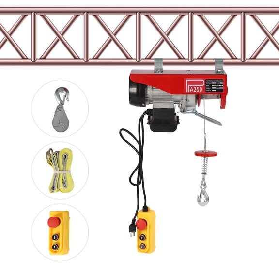 Electric Hoist with Remote Control,510W Electric Winch with Zinc-Plated Steel Wire Hoist for Garage, Warehouses, Factories 39.4ft Lifting Height with Emergency Stop Switch