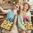thumbnail image 5 of Canvas Tote Bag for Women with Compartments, Large Cute Sunflower Teacher Student Shoulder Bag Nurse Purses Crossbody Bags Work Laptop Book Bag Satchels Handbags, 5 of 6