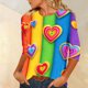 thumbnail image 4 of Xuyuer Womens Valentine T Shirts Love Heart Printed Graphic Tee Tops Spring Shirts Halloween Round Neck 3/4 Length Sleeve Graphic Tee Tops Fashion Casual Printed T-Shirt Top, 4 of 6