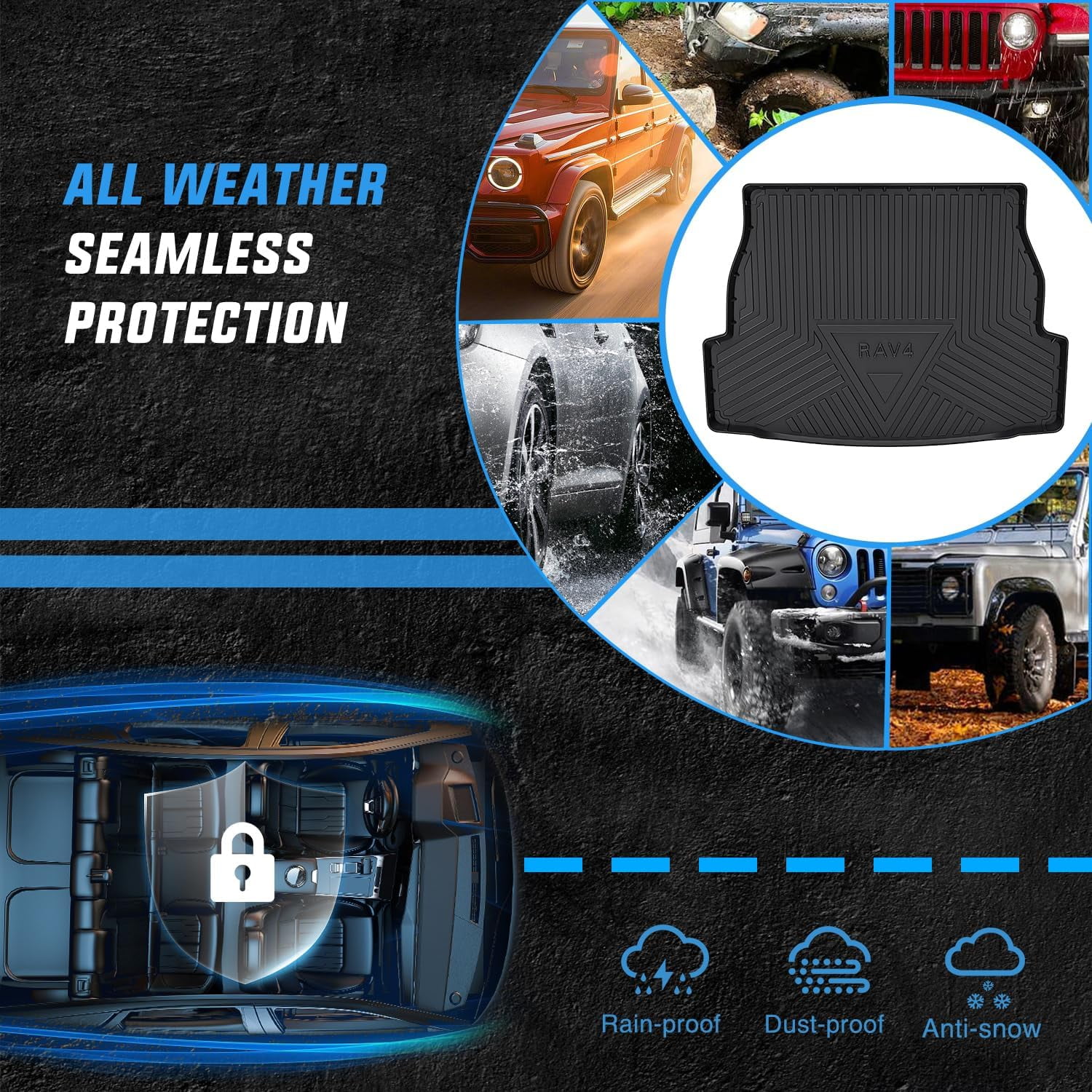 Nilight Cargo Mats for Toyota RAV4 2019 2020 2021 2022 2023 2024 2025,All Weather Protection Heavy Duty Cargo Liners