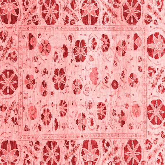 Ahgly Company Indoor Square Abstract Red Modern Area Rugs, 4' Square