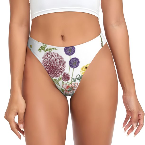 Fotbe Autumn Garden Tanga Sin Costuras para Mujer con Estampado – Panties Invisibles, Transpirables y Cómodos para Uso Diario-4X-Large