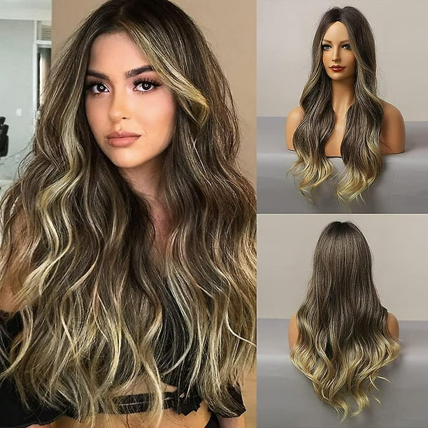 Dirty Blonde Wigs For Women Long Wavy Wig Ombre Dirty Blonde Wig Middle