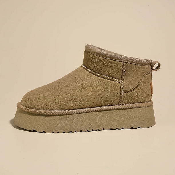 Botas de nieve para mujer, plataforma, suela gruesa, para uso exterior, invierno, nuevas, con piel integrada, impermeables, antideslizantes, zapatos cálidos de algodón