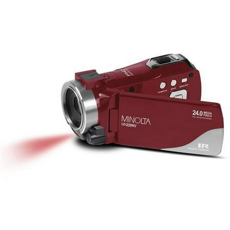 Image of Minolta MN220NV Full HD Night Vision Camcorder with 16x Digital Zoom (Red)