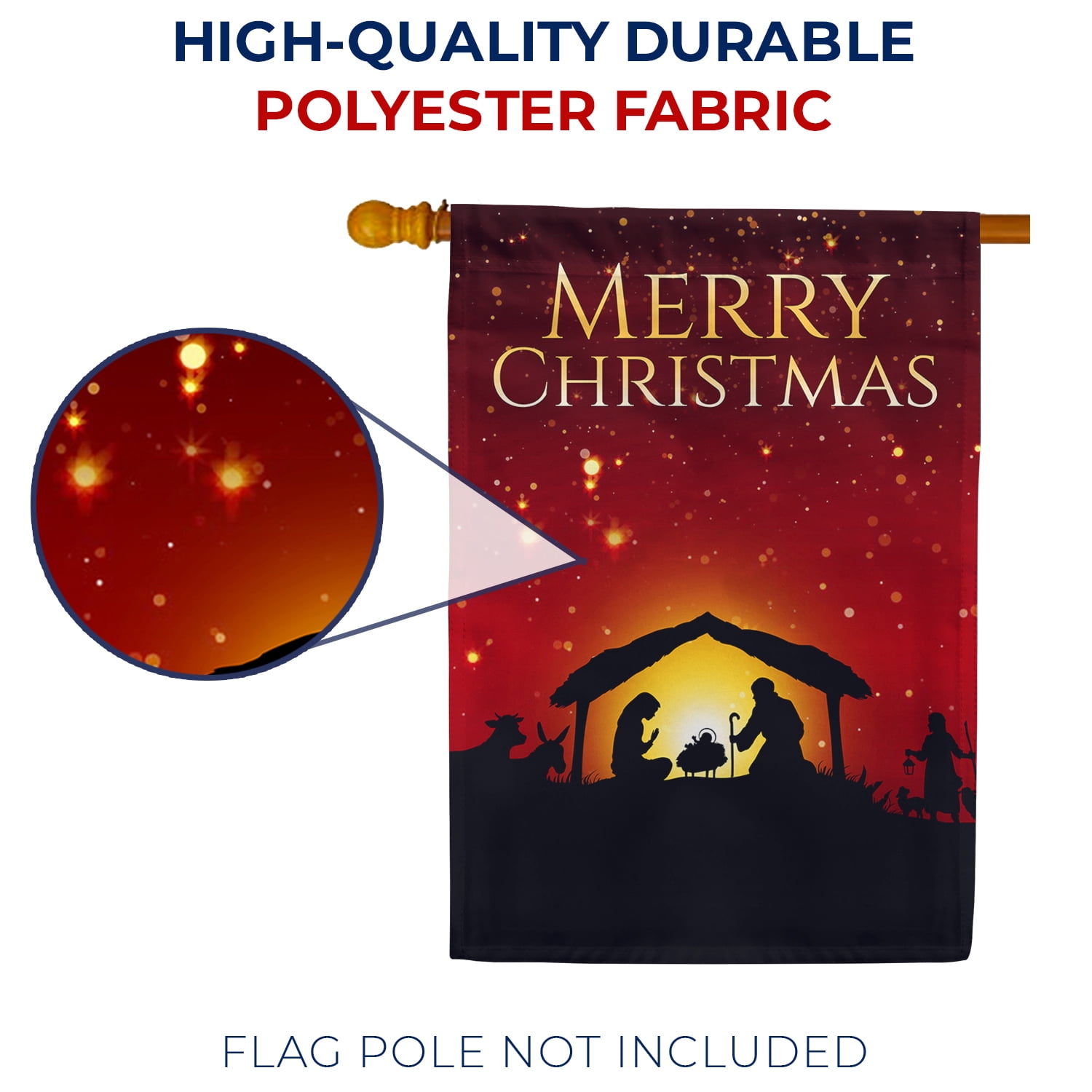 America Forever Merry Christmas Holy Nativity House Flag 28 x 40 Inch Double Sided Outdoor Yard Decorative Holiday Star of Bethlehem Jesus Birth Wise Men Holy Night House Flag