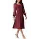thumbnail image 4 of Vestido de manga larga de malla con volantes para mujer INSPIRE CHIC, cuello redondo, plisado, tejido de punto midi, vestidos de suéter casuales, 4 of 5