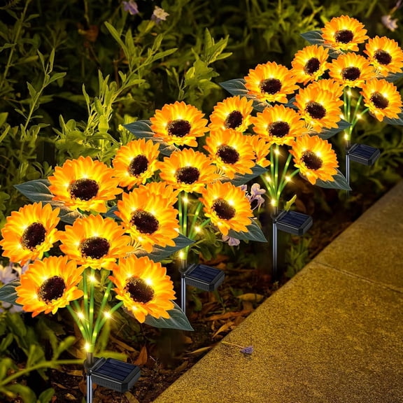 M altemura Solar Sunflower Lights Outdoor Flower Garden Stake Lights, 4 Pack 24 Sunflower Waterproof Lights for Outside Party Gardening Gifts for Patio Yard Pathway Party Housewarming Gift
