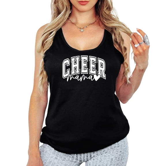 Trendy Cheer Mama Tank Top for Women Supportive Mama Shirt Black Tank Top X-Large