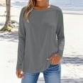 thumbnail image 2 of Long Sleeve Casual T Shirts for Women Fall Winter Tops Crew Neck Basic Tee Shirts Loose Fit Plain Tshirts (XL, Gray), 2 of 5