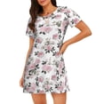 thumbnail image 1 of Balery Rose Flowers Camisón de manga corta con cuello redondo para mujer, cómodo y elegante., 1 of 6