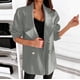 thumbnail image 2 of Gibobby Blazer de mujer Blazer de algodón para mujer manga larga holgada casual chamarra(Gris,XL), 2 of 5