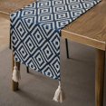 thumbnail image 1 of Gerring Nordic Jacquard Blue Table Runner Geometric Tassel Green Tea Table Flag Modern Elegant Table Runners For Dining Table, 1 of 7