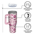 thumbnail image 4 of Pink Breast Cancer and Love Tumbler with Handle and Lid,40oz Double Wall Vacuum Insulated Tumbler,Cups Gift for Women and Men, 4 of 7
