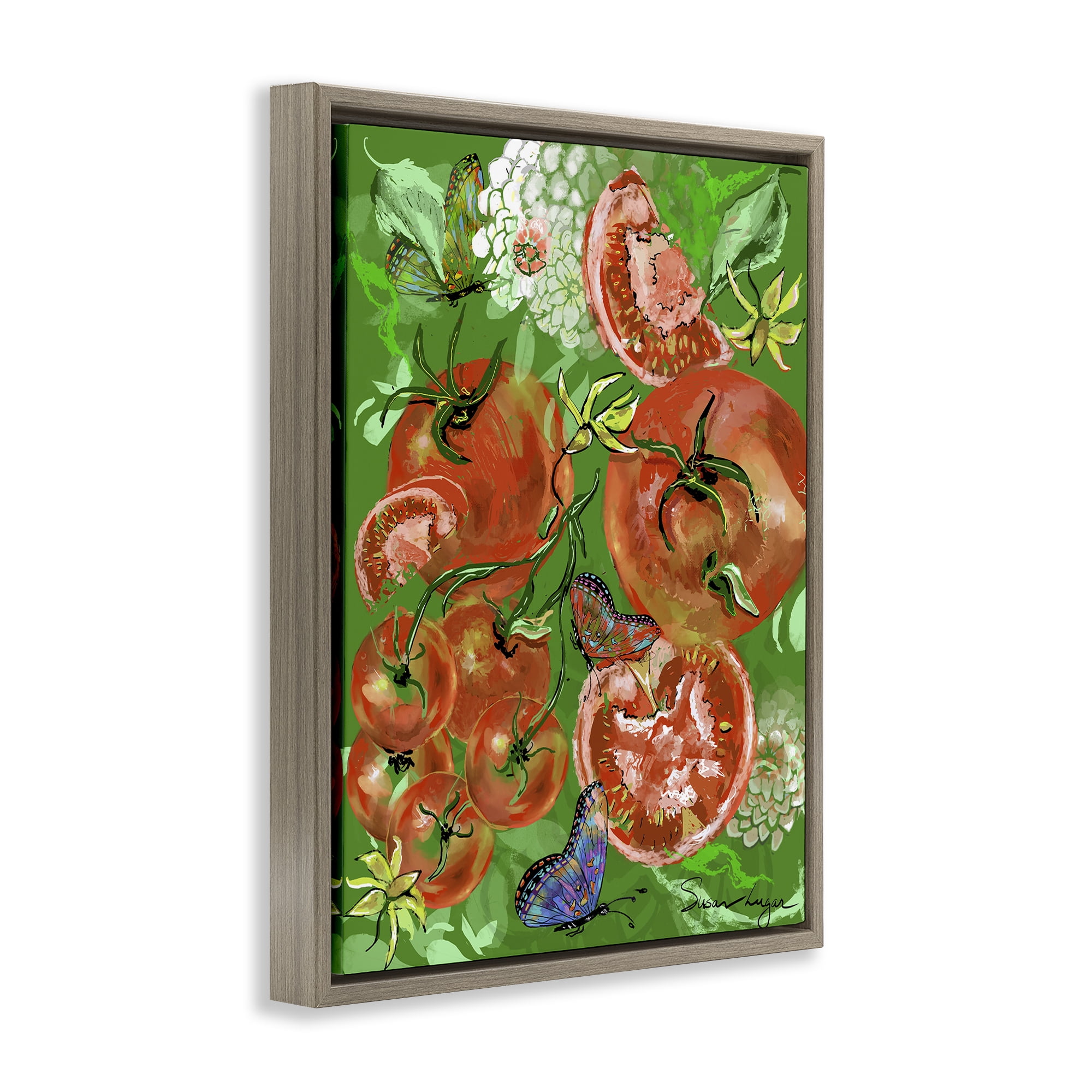 Stupell Industries Tomatoes Swirl Collage Brown Framed Floater Canvas Wall Art, design by Susan Lugar