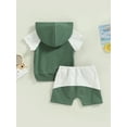 thumbnail image 4 of Bagilaanoe 2Pcs Toddler Baby Boy Short Pants Set Short Sleeve Hooded Sweatshirt Tops + Shorts 3M 6M 12M 18M 24M 3T Kids Casual Summer Outfits, 4 of 9
