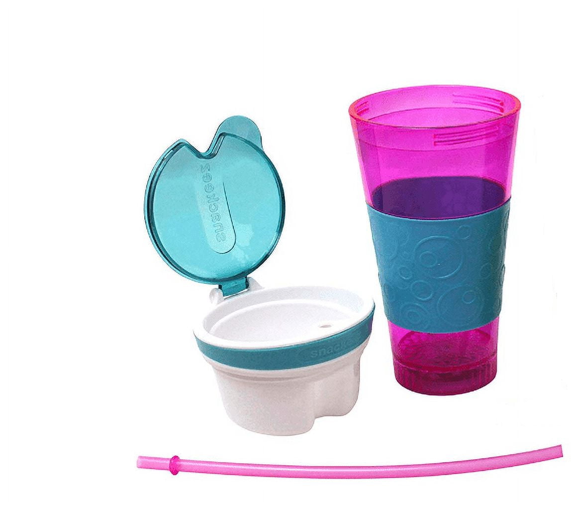 Snackeez Plastic 2 in 1 Snack & Drink Cup - 2 pack (Pink/Blue)