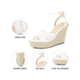 thumbnail image 4 of BLISSFUL STEP Women's Shoes Open Toe Lace Buckle Platform Espadrille Wedge Heels Sandals White 5.5, 4 of 7