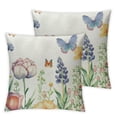 thumbnail image 2 of Nawypu Spring Pillow Covers , Tulip Lavender Butterfly Farmhouse Throw Pillow Covers Flowers Decorative Mother's Day Pillowcase Spring Decor for Home Couch Sofa Outdoor White, 2 of 6