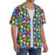thumbnail image 2 of Fotbe Colorful Easter Eggs1 Camisa Estampada de Manga Corta para Hombre, Casual de Verano, Estilo Playero, Sin Arrugas-Small, 2 of 5