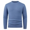 thumbnail image 2 of RXMEKW Elastic Knit Sweater for Men, Solid Color Round-Neck Long Sleeve Pullover, Polyester, Black L, 2 of 4