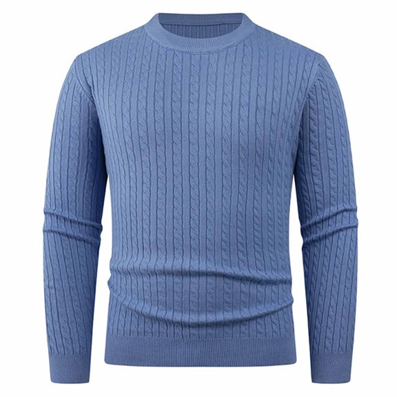 Ahabrexf Long Shirts for Men, Solid Color Round Neck Knit Sweater with Elastic Warm Tight-Fit Long Sleeves