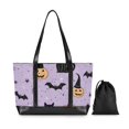 thumbnail image 7 of FORMRS Canvas Laptop Tote Bag for Women with 15.6" Computer Compartments Shoulder Handbag, Light Purple Halloween Black Cat, 7 of 7